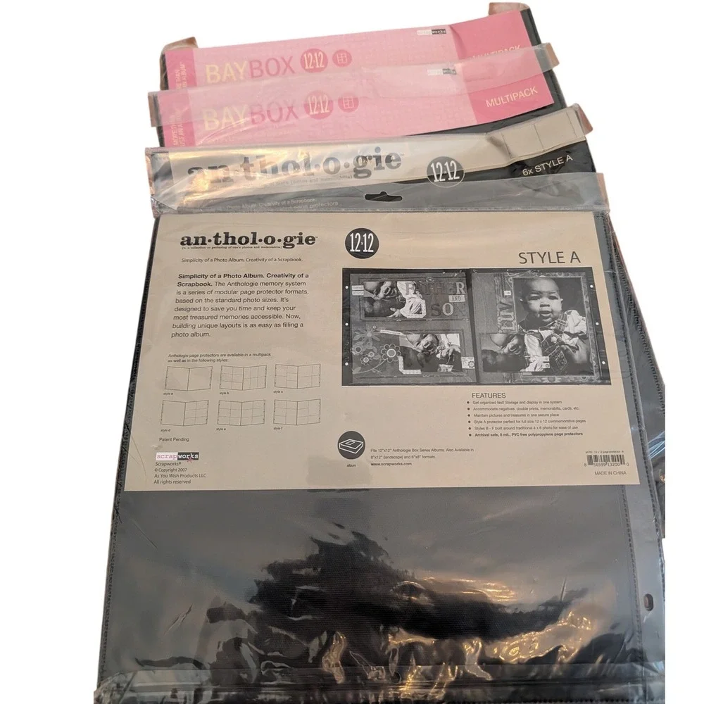 Lot 4 Scrapworks quality Anthologie BAYBOX 12x12 Scrapbook Page Protectors NOS